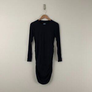 SHEBIRD Black The Aspen Shapewear Long Sleeve Ruched Dress Size 4 (Medium)